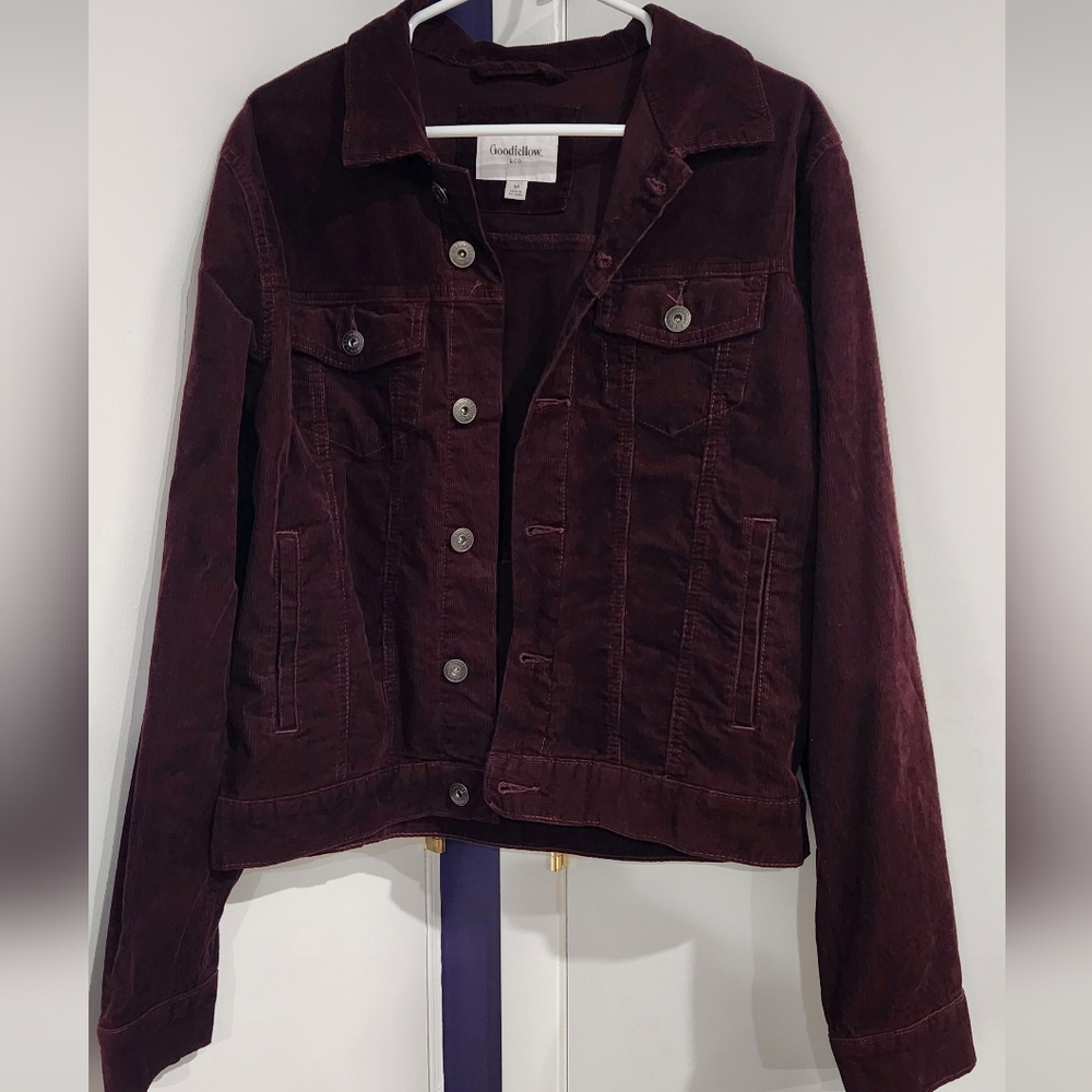 Goodfellow corduroy maroon trucker jacket